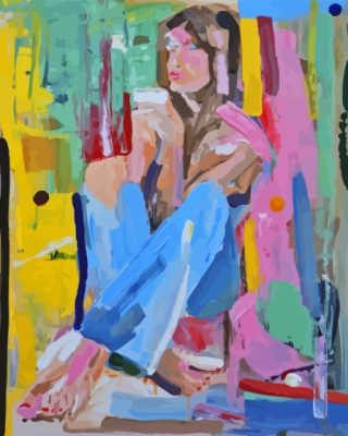 Abstract Girl In Denim paint by number