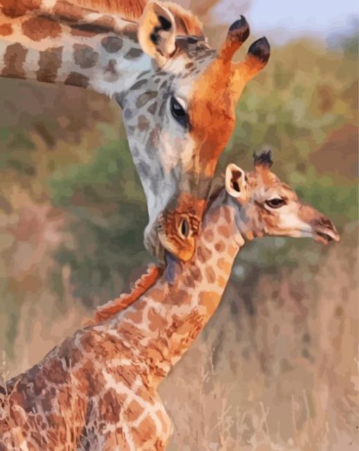 Aesthetic Mother Giraffe Paint by number