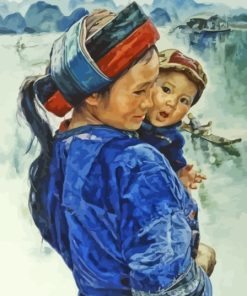 Asian Mother And Child paint by number