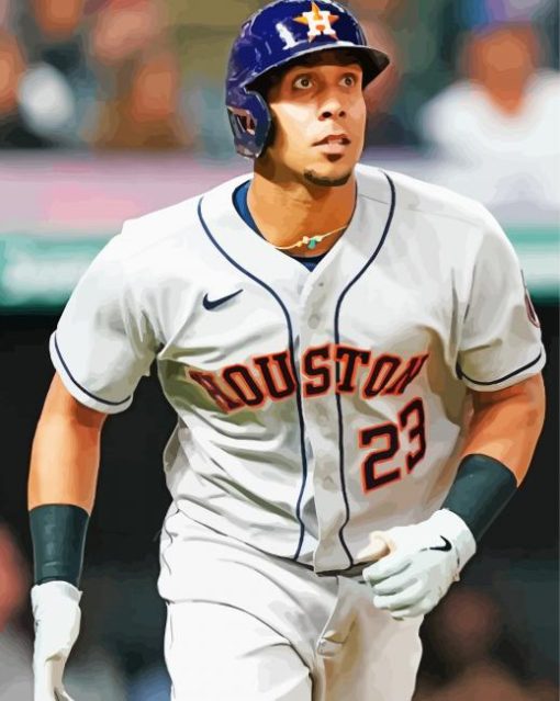 Astros Michael Brantley Baseballer paint by number