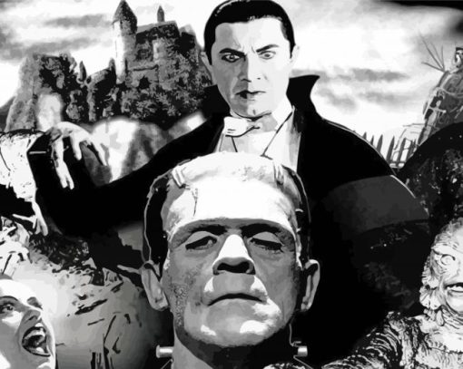 Black And White Hollywood Monsters paint by number