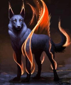 Black Wolf On Fire paint by number