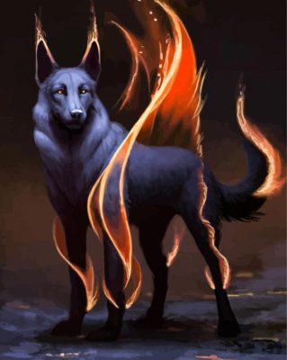 Black Wolf On Fire paint by number