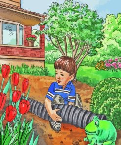 Boy In Garden paint by number