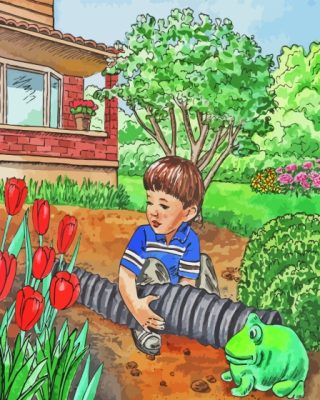 Boy In Garden paint by number