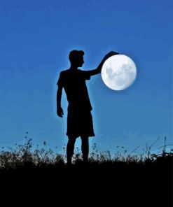 Boy Silhouette With Moon Paint by number