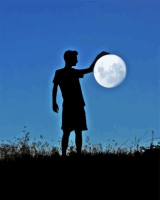 Boy Silhouette With Moon Paint by number