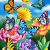 Colorful Butterflies And Flowers By Painting With Number