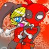 Cartoon Deadpool And Harley Quinn paint by number