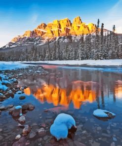 Castle Mountain In Winter paint by number