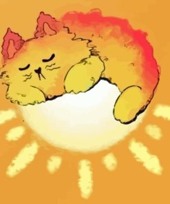 Cat Sleeping On Sun Art Paint by number