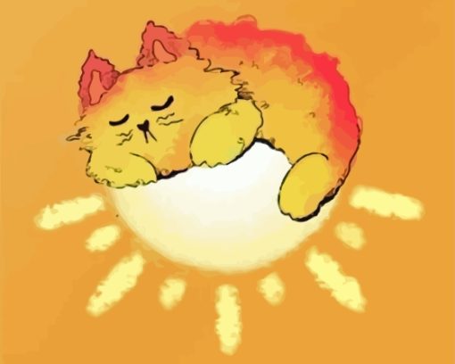 Cat Sleeping On Sun Art Paint by number