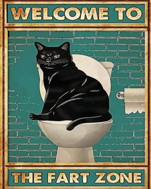 Cat On A Toilet paint by number