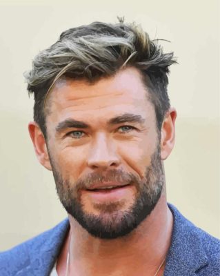 Chris Hemsworth Australian Actor By Painting With Number