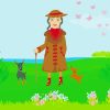 Classy Old Woman With Dogs In Field by Painting With Number