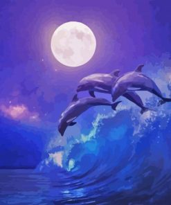 Dolphins At Night Paint by number