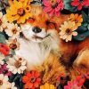 Colorful Flower And Fox Art By Painting With Number