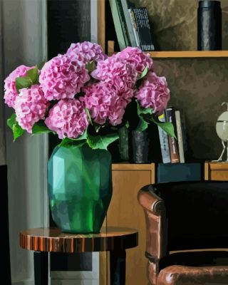 Flowers In Green Vase paint by number