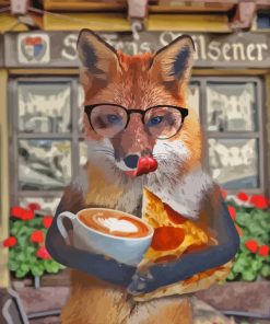 Fox Drinking Coffee paint by number