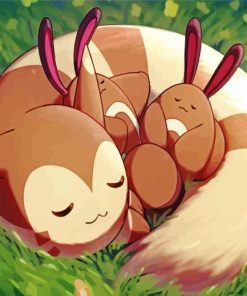 Furret With Sentret Sleeping Paint By Numbers