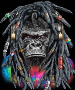 Gorilla In Dreadlocks Paint by number