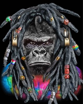 Gorilla In Dreadlocks Paint by number