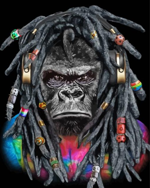 Gorilla In Dreadlocks Paint by number