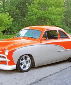 Grey And Orange 49 Ford Coupe Paint by number