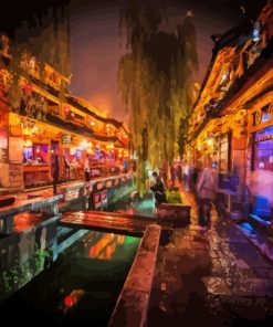 Lijiang City At Night paint by number