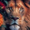 Lion In Flowers paint by number