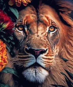 Lion In Flowers paint by number