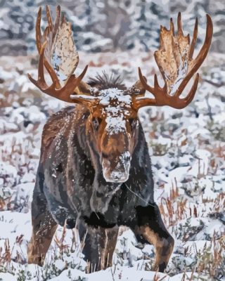 Moose In Winter Diamond Painting