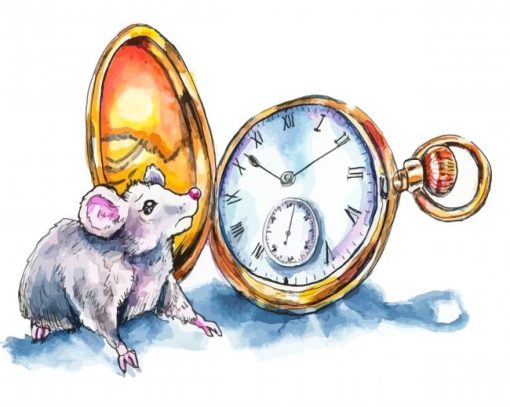 Mouse And Clock Art paint by number