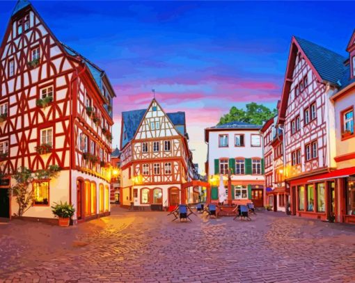 Old Town Mainz City In Germany paint by number