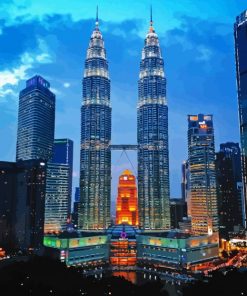 Petronas Twin Towers Malaysia paint by number