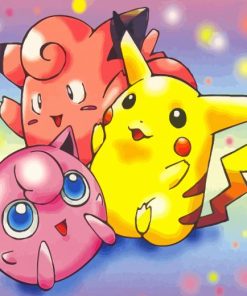 Pikachu And Clefairy And Jigglypuff paint by number