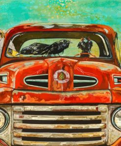 Ravens And Dog In Old Ford paint by number