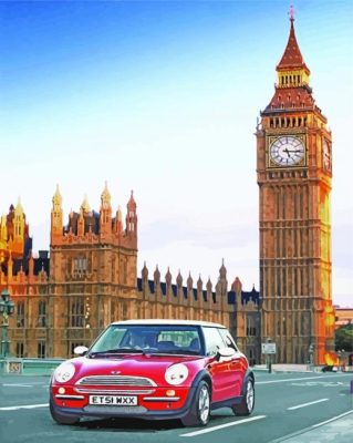 Red Mini Car In London Paint by number