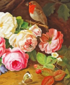 Robin And Roses Paint by number