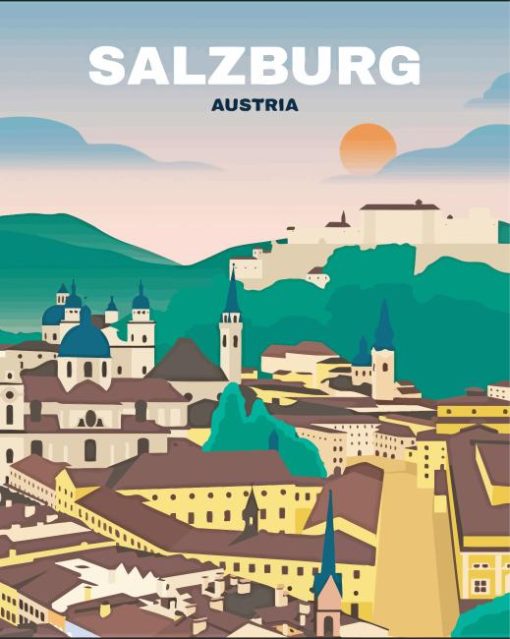 Salzburg Austria Poster paint by number