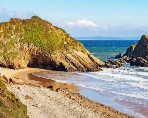 Saundersfoot Wales Beach paint by number