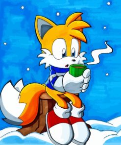 Tails The Hedgehog And Coffee Paint by number