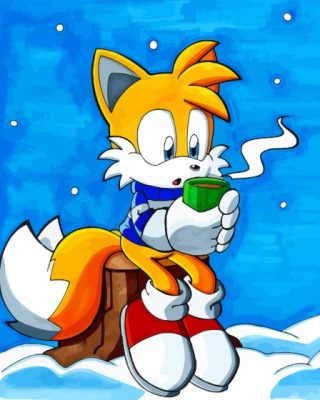 Tails The Hedgehog And Coffee Paint by number