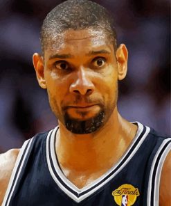 The American Basketball Player Tim Duncan By Painting With Number