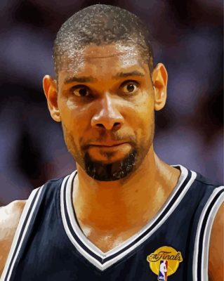 The American Basketball Player Tim Duncan By Painting With Number