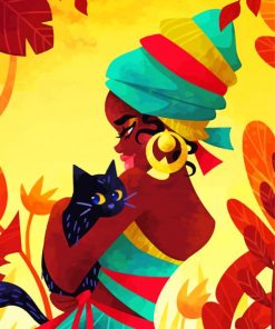 Young African Woman With Cat paint by number