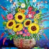 Abstract Spring Flowers Basket paint by number