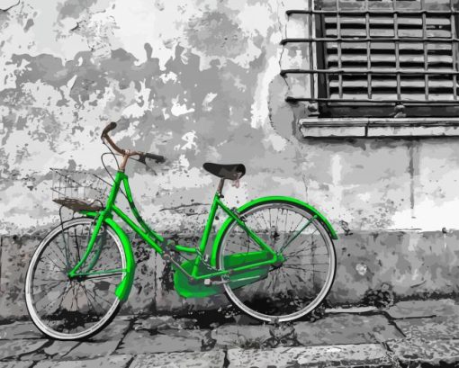 Aesthetic Green Bike paint by number