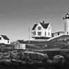 Black And White Nubble Lighthouse York Maine paint by number