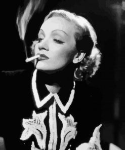 Black And White Smoking Marlene Dietrich paint by number